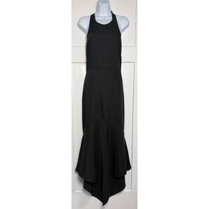 BELLE Badgley Mischka Elynne Asymmetrical Hem Halter Neck Bow Tie Back Gown 14